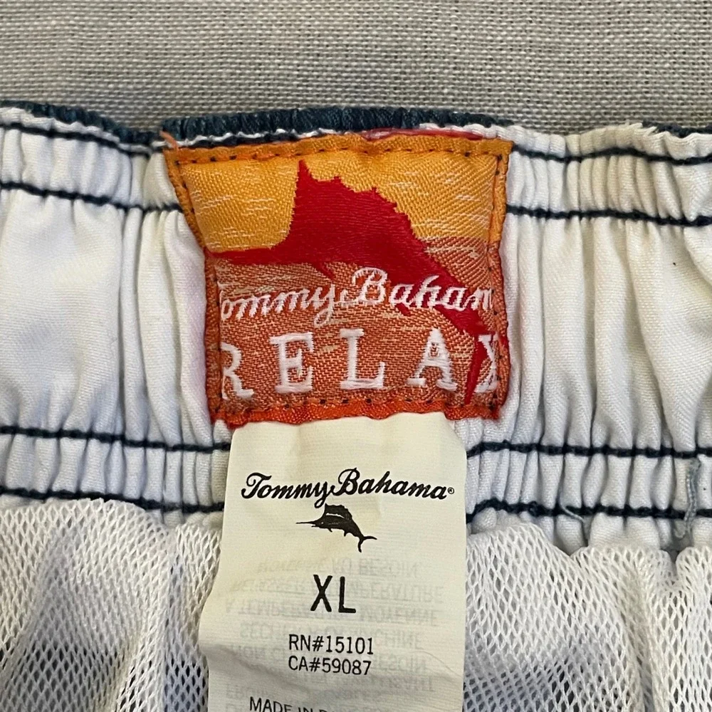 Tommy Bahama Kids Boy Swim Trunks Size XL Blue Orange Tribal Print Elastic Waist